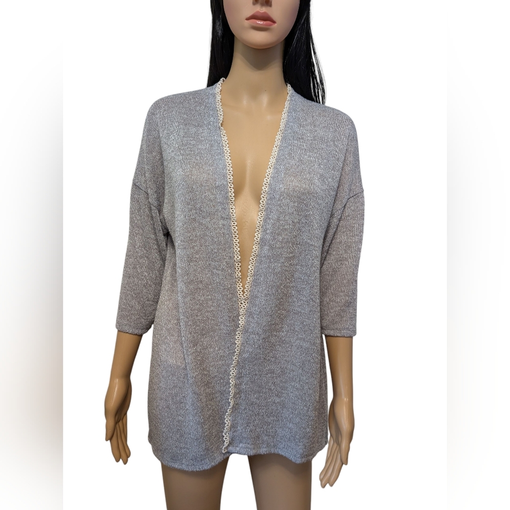 Maurice's Open Cardigan With Crochet Detailing Down Back XL